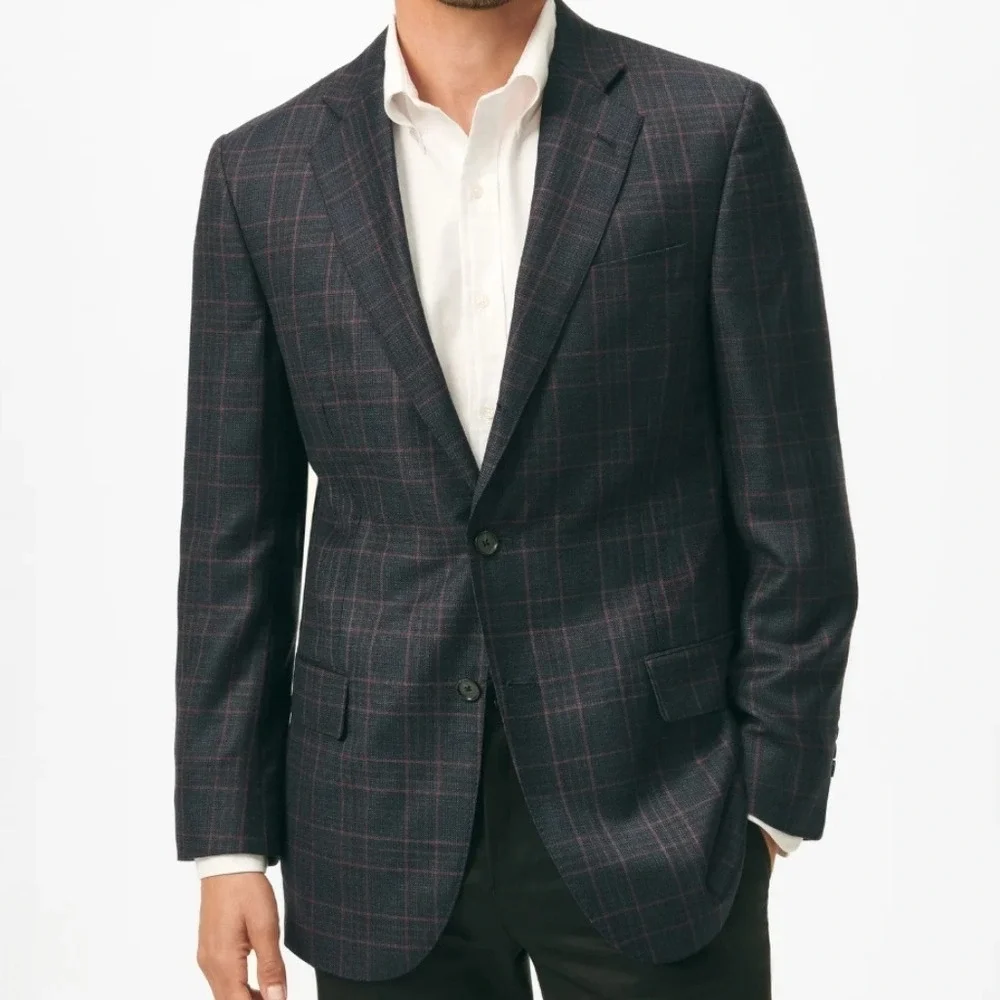 Brooks‎ Brothers Mens 346 Wool Stretch Blazer Sportcoat Wedding Gray Blue 41R